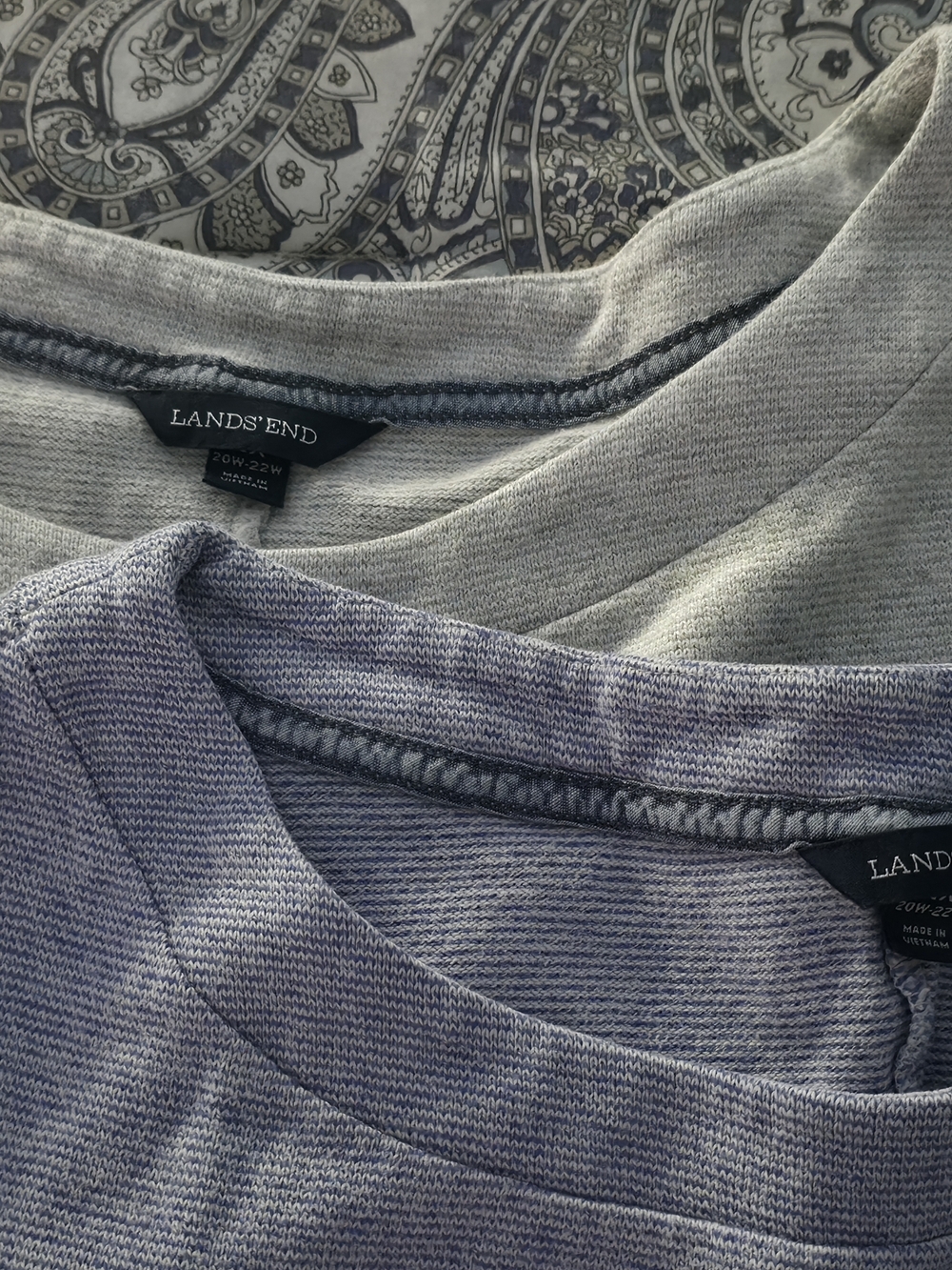 Lands' End Women's Gray And Blue Boatneck Knit Tunics - 2X